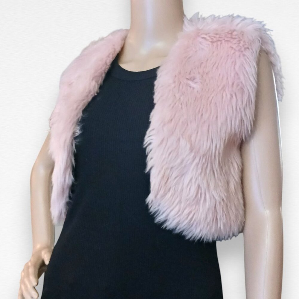 Pink Faux Fur Cropped Vest